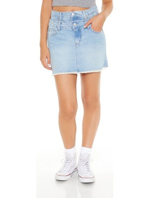 Forever 21 Bel Detaylı Denim Mini Etek