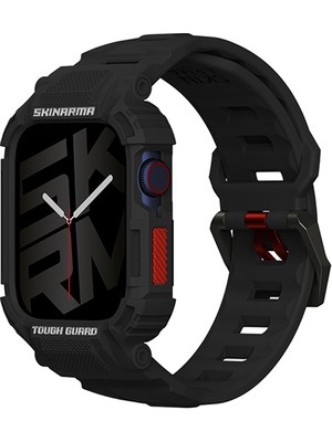 Skinarma Apple Watch 44 mm Uyumlu 2in1 Tpu Kasa Koruyuculu Silikon Kordon Mecha Siyah