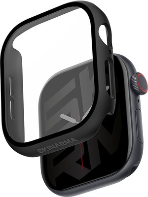 Skinarma Apple Watch 10 46MM Uyumlu Gado Sert Silikon Kasa ve Ekran Koruyucu Siyah