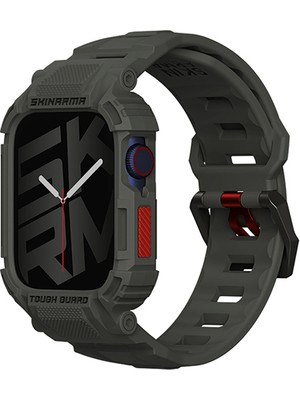 Skinarma Apple Watch 44 mm Uyumlu 2in1 Tpu Kasa Koruyuculu Silikon Kordon Mecha Yeşil