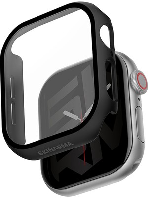 Skinarma Apple Watch 10 42MM Uyumlu Gado Sert Silikon Kasa ve Ekran Koruyucu Siyah
