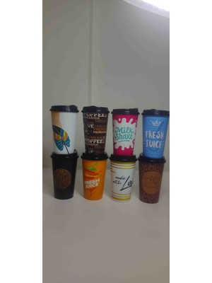 Coffee House Plastik Desenli Kahve Bardağı 500ML