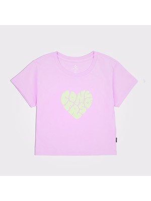 Converse Heart Slim Fit Kadın Lila T-Shirt