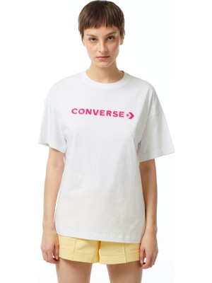 Converse Wordmark Oversize Fit Kadın Beyaz T-Shirt