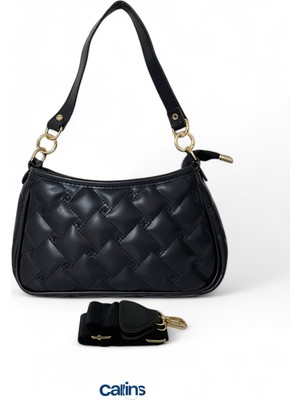 Kadın Orijinal Deri Kapitoneli Fermuarlı Model Baget Omuz Çantası Bagi