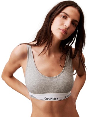 Calvin Klein Gri Logolu Elastik Bantlı Modern Bralet 000QF7586E