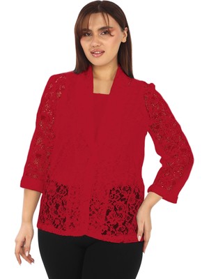 Lady Majestic Dantel Blazer Kadın Ceket Günlük Kullanım İçin Polyester Malzeme ile