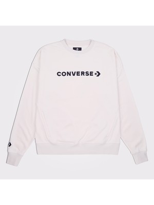 Converse Wordmark Boyfriend Crew Kadın Krem Sweatshirt