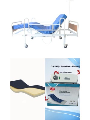 Witra Wipperman 2 Motorlu Ekonomik Hasta Karyolası + Visco Yatak + 3 Çıkışlı Abc Sistemli Boru Tipi Havalı Yatak Takım
