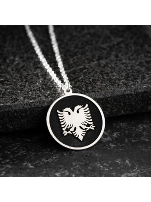Vetro Silver Erkek 925 Ayar Gümüş Özel Tasarım Çift Başlı Kartal Kolye