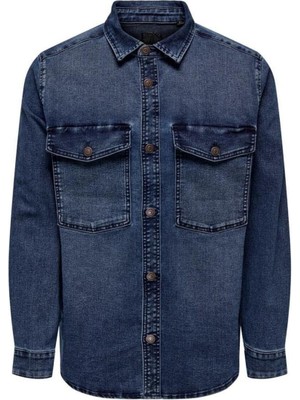 Only & Sons Onsjames Blue Black 6476 Shacket Vd