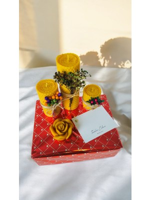 Nefha Candle Gül Figürlü Bal Mumu Dörtlü Set ( Hediyelik )