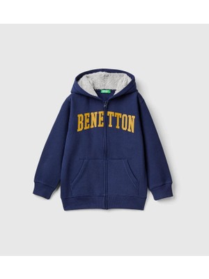 United Colors Of Benetton Erkek Çocuk Lacivert Kapşonlu Sweatshirt