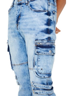 Slim-Fit Utility Kargo Jean Pantolon