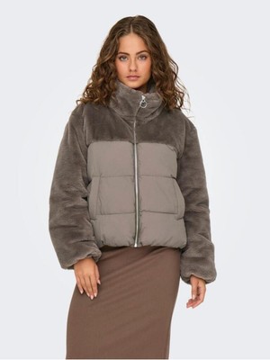 Only Onlwanja Fur Puffer Mıx Jacket cc Otw Kadın Deri Mont ve Ceket 15292945 Walnut