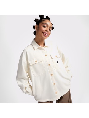 Converse Active Utility Shirt Kadın Krem Gömlek