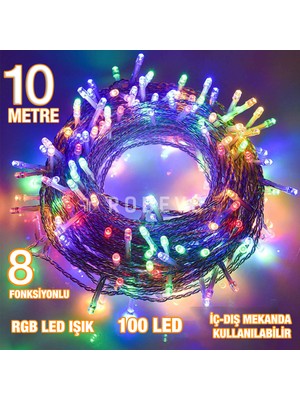 Robeve 10 Metre 100 Ledli Fişli LED Işık RGB Karışık Renk Yılbaşı Led Işık Dekor Lambası Yılbaşı Ağacı Işığı Organizasyon LED Işık