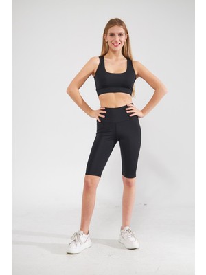 Camenta Siyah Sporcu Sütyeni Balensiz Crop Top