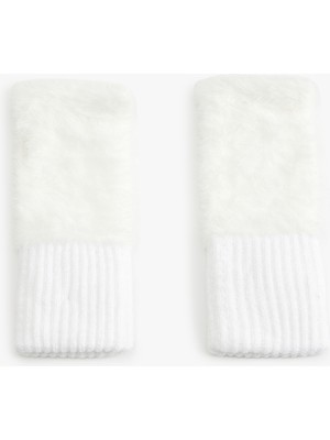 Kadın Ekru Koton Örgü Eldiven Kesik Parmaksız Soğuk Günlerde Tarzınızı Yansıtın