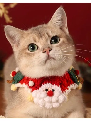Noel Kedi,örme Evcil Hayvan Tasması/boyunluk Evcil Hayvan Aksesuarı, Ip Kapanışlı