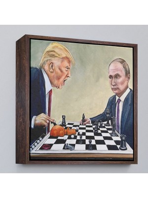 Alaz Trade Çerçeveli Donald Trump - Vladimir Putin Santranç Oynarken TABLOSU-8316