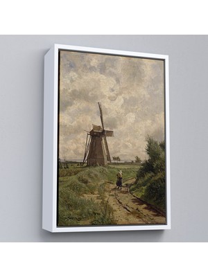 Alaz Trade Çerçeveli Carl Malchin- Ahrenshoop Yakınındaki Yel Değirmeni TABLO-8033