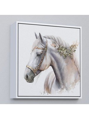Alaz Trade Çerçeveli Beyaz At TABLOSU-8363