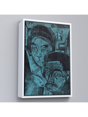 Alaz Trade Çerçeveli Ernst Ludwig Kirchner - Kulübedeki Köylü Çift TABLOSU-8078