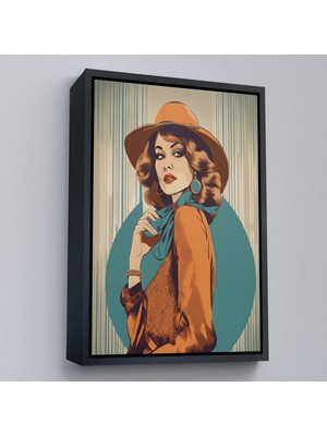 Alaz Trade Çerçeveli Güzel Retro Kadın TABLOSU-8069