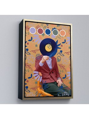 Alaz Trade Çerçeveli Sansalyede Oturan Adam Pop Art TABLO-7978