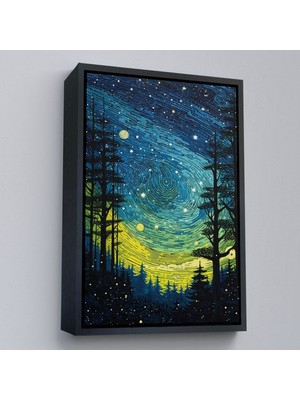 Alaz Trade Çerçeveli Vincent Van Gogh Tarzı Yıldızlı Gece TABLOSU-7518
