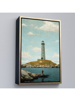 Alaz Trade Çerçeveli Deniz Fenerini Izleyen Yalnız Adam TABLO-7521