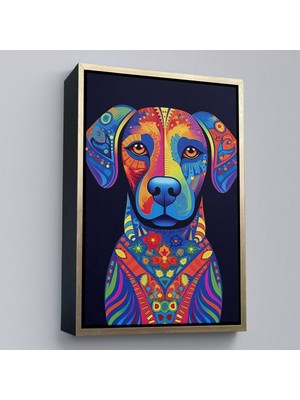 Alaz Trade Çerçeveli Mandala Renkli Köpek TABLO-7545
