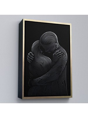 Alaz Trade Çerçeveli Linear Hug Sarılan Çift TABLOSU-7819