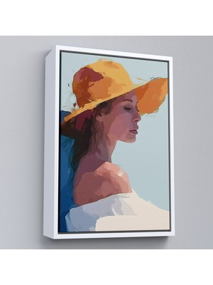 Alaz Trade Çerçeveli Sarı Şapkalı Soyut Kadın TABLO-7639