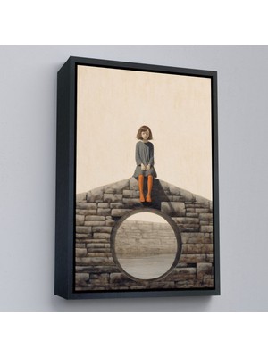Alaz Trade Çerçeveli Duvarda Oturan Yalnız Kız TABLO-7535