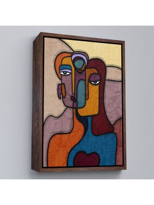 Alaz Trade Çerçeveli Soyut Yüzler TABLOSU-7835