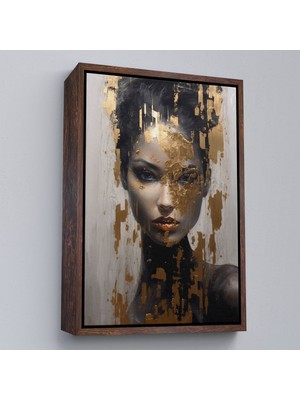 Alaz Trade Çerçeveli Altın Detaylı Güzel Kadın TABLOSU-7625