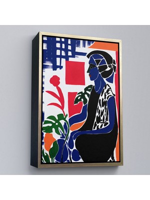 Alaz Trade Çerçeveli Yeşil Yapraklı Monstera ve Kadın TABLOSU-7989