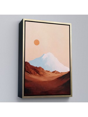Alaz Trade Çerçeveli Dağın Arkasındaki Soyut Güneş Manzara TABLO-7622