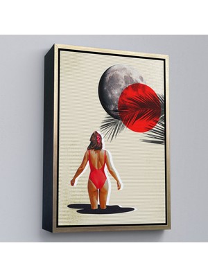 Alaz Trade Çerçeveli Mayolu Kadın Pop Art TABLOSU-7874