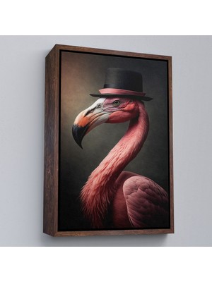 Alaz Trade Çerçeveli Şapkalı Pembe Filamingo TABLOSU-7930