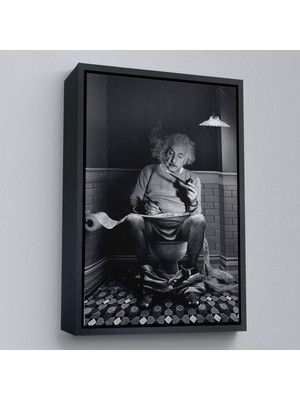 Alaz Trade Çerçeveli Albert Einstein - Tuvalette Pipo Içen Albert TABLO-7746