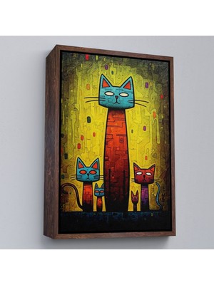 Alaz Trade Çerçeveli Sevimli Kedi Ailesi TABLOSU-7903