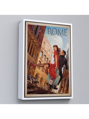 Alaz Trade Çerçeveli Roma Sokaklarındaki Aşıklar TABLO-7805