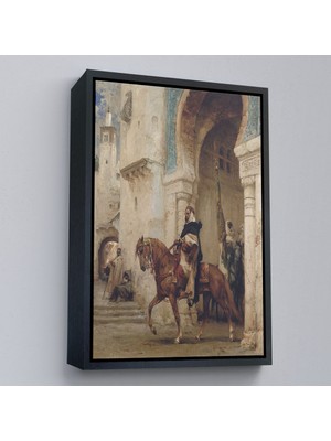 Alaz Trade Çerçeveli Henri Émilien Rousseau - Saraydan Ayrılan Süvari Tablosu - Horseman Leaving À PALACE-7330