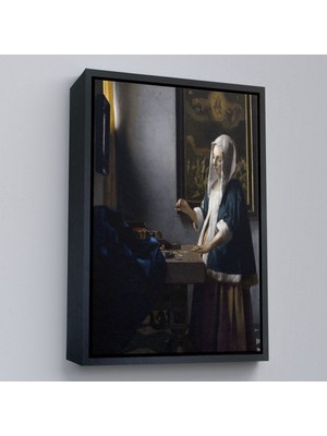 Alaz Trade Çerçeveli Johannes Vermeer - Teraziyi Tutan Kadın Tablosu - A Woman Holding A BALANCE-7500