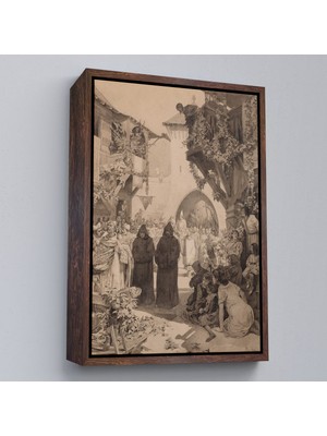 Alaz Trade Çerçeveli Alphonse Mucha - Imparator Lothair ve Masum Papa TABLO-7342