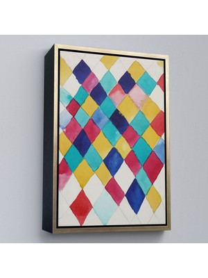 Alaz Trade Çerçeveli Elmaslarla Renk Çalışması Tablo - Vasily KANDINSKY-7491