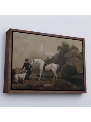 Alaz Trade Çerçeveli George Stubbs 'un Creswell Kayalıkları'nda Damat ve Tazı Ile Gri Avcı Tablosu